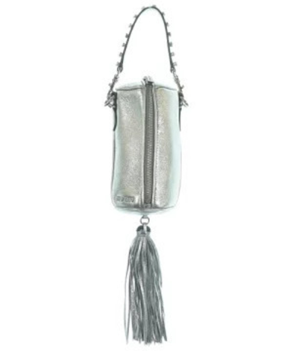 Miu Miu Silver Leather Tassel Crossbody Bag studded Silver